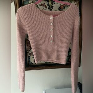 Soft like new light pink button sweater size small